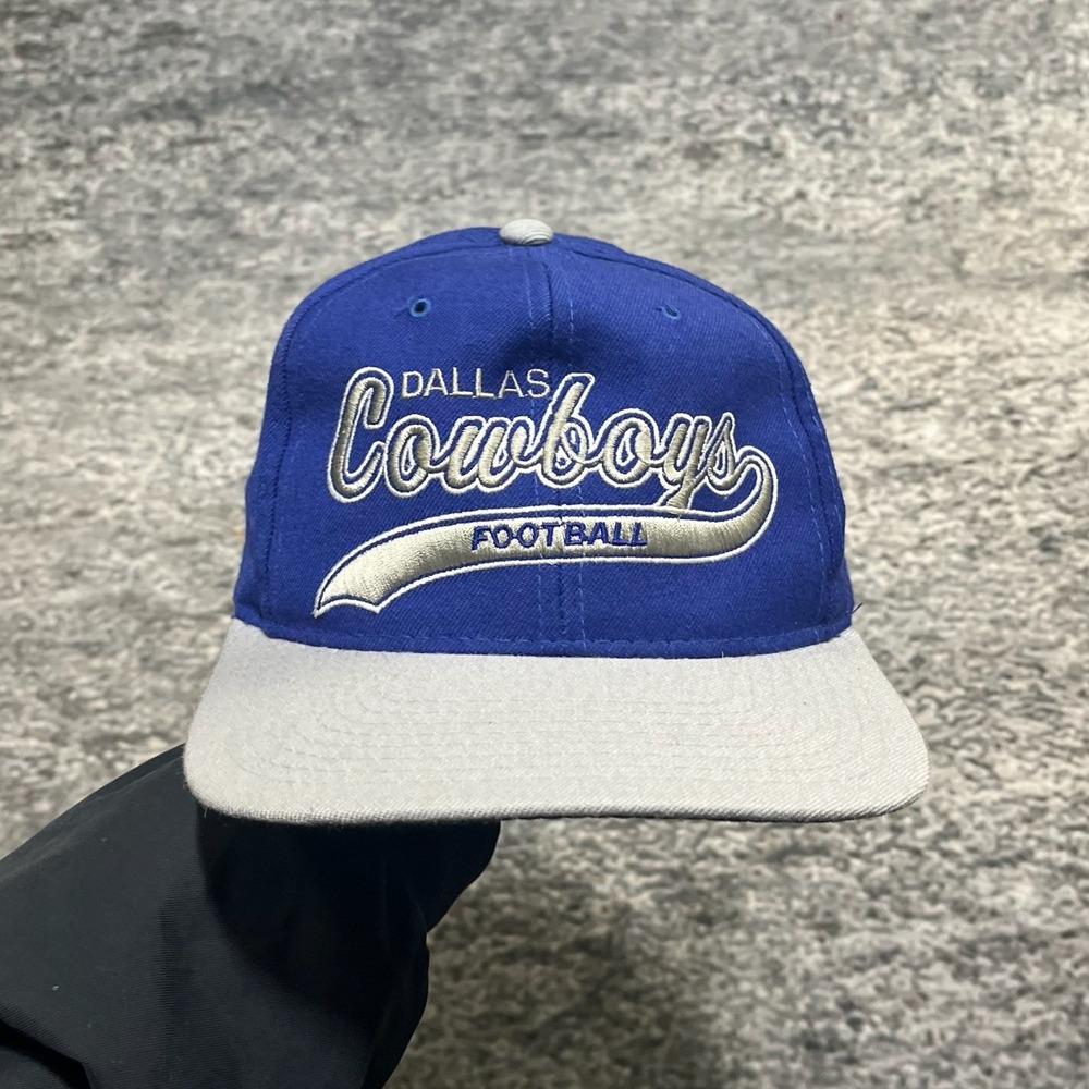 NWT Vintage Starter Dallas Cowboys Hat Snapback NFL Script Embroidered Blue Gray